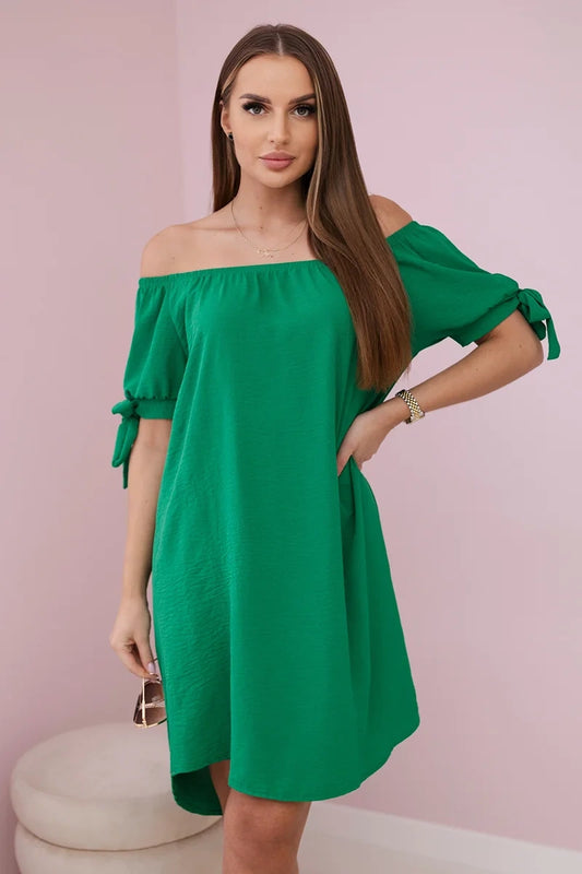 Šaty s viazaním na rukávoch zelené