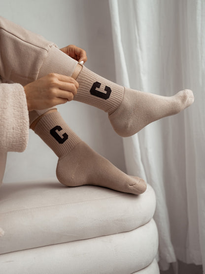 Frotté ponožky C béžové