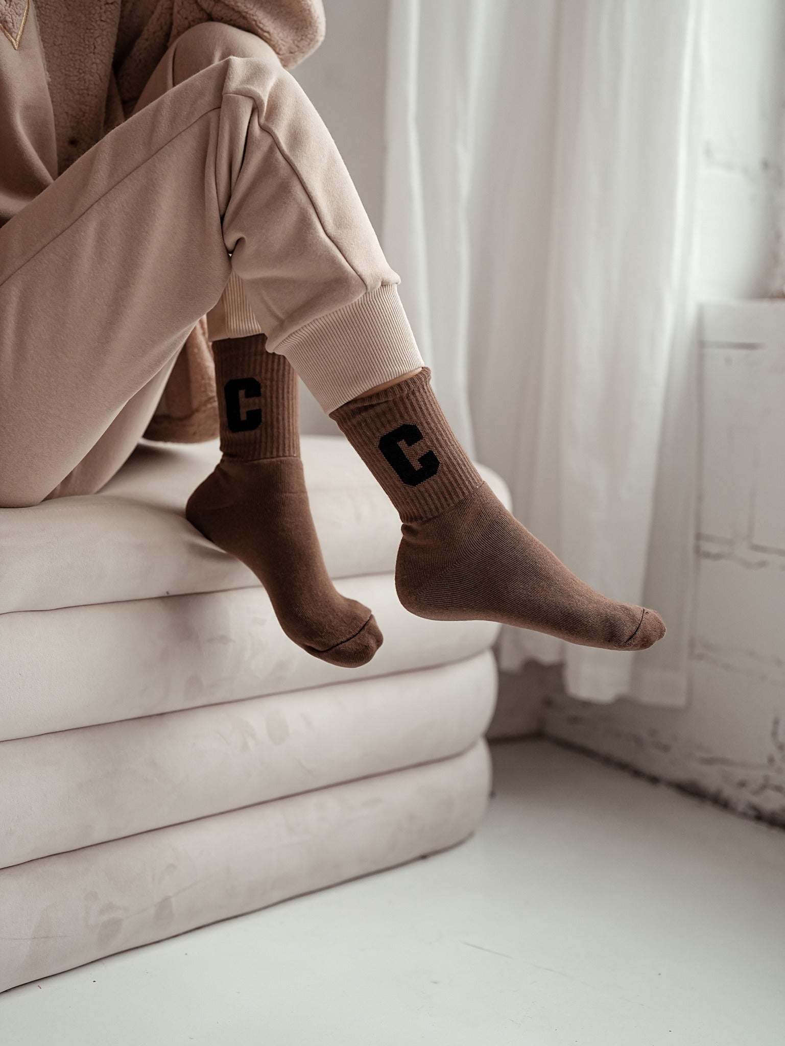 Frotté ponožky C hnedé