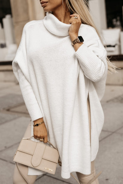 Pletený sveter s rolákom Dalia biely