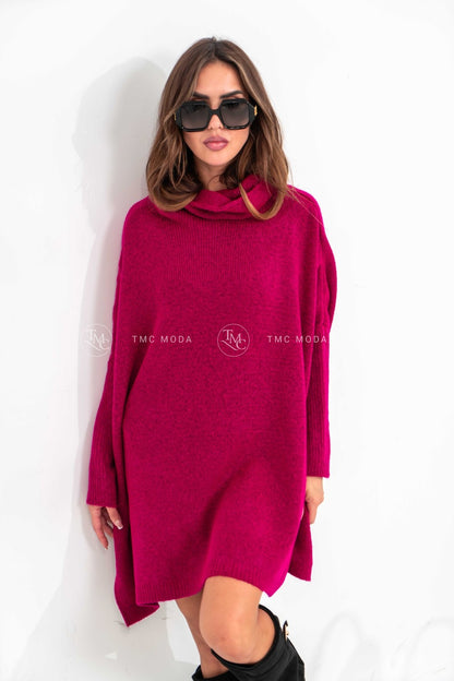Pletený sveter s rolákom Dalia amarant