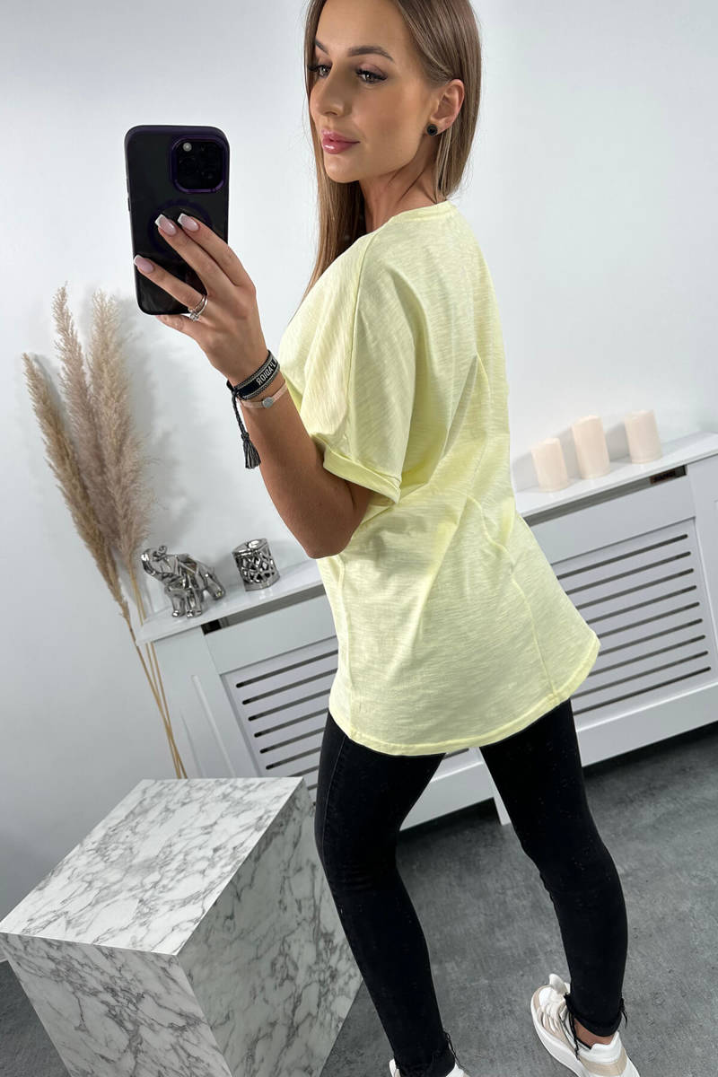 Bavlnené tričko s vreckom žlté
