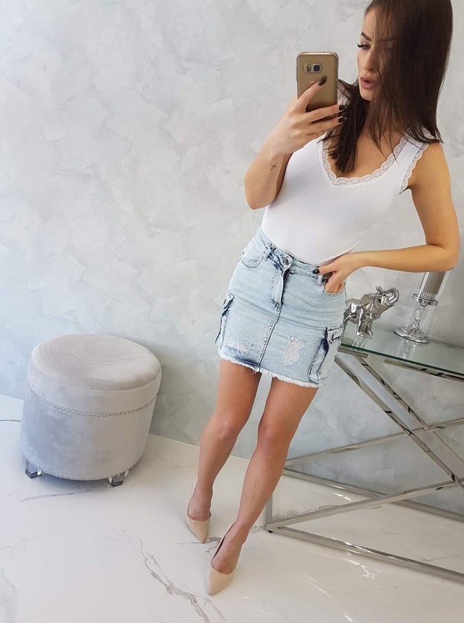Jeansová sukňa s vreckami
