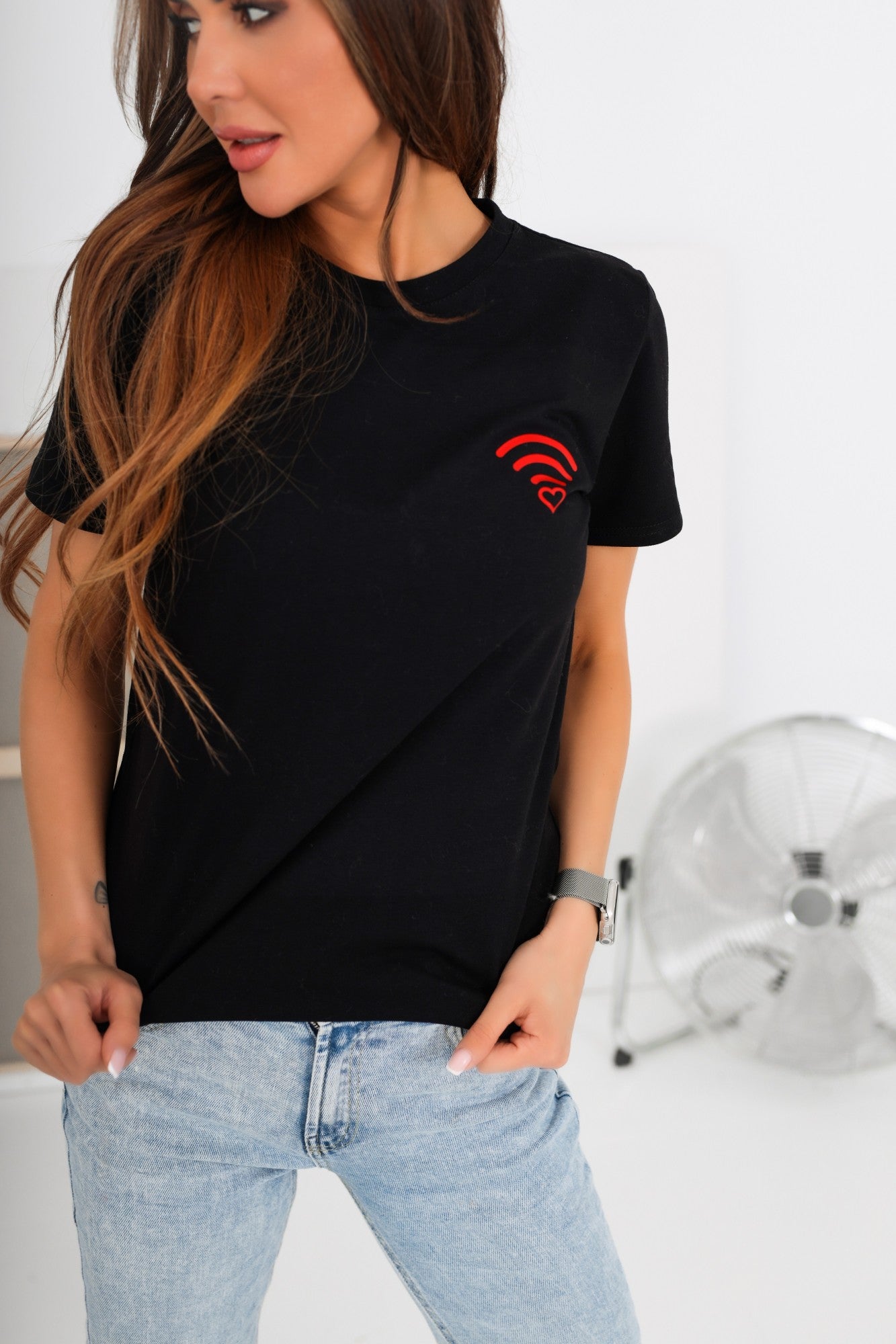 Bavlnené tričko Love Wifi čierne