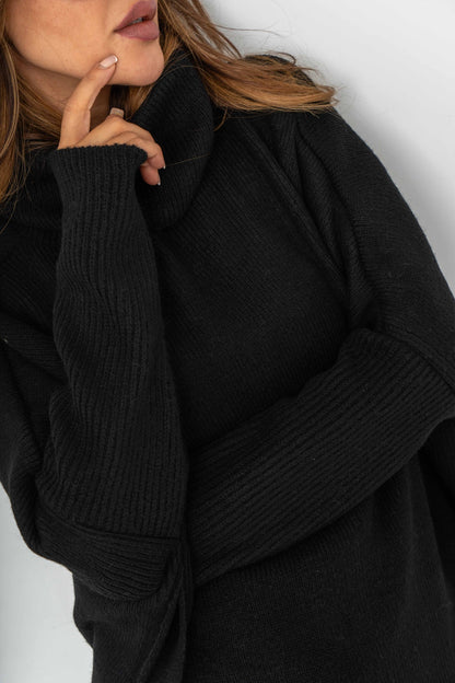 Pletený sveter s rolákom Dalia čierny