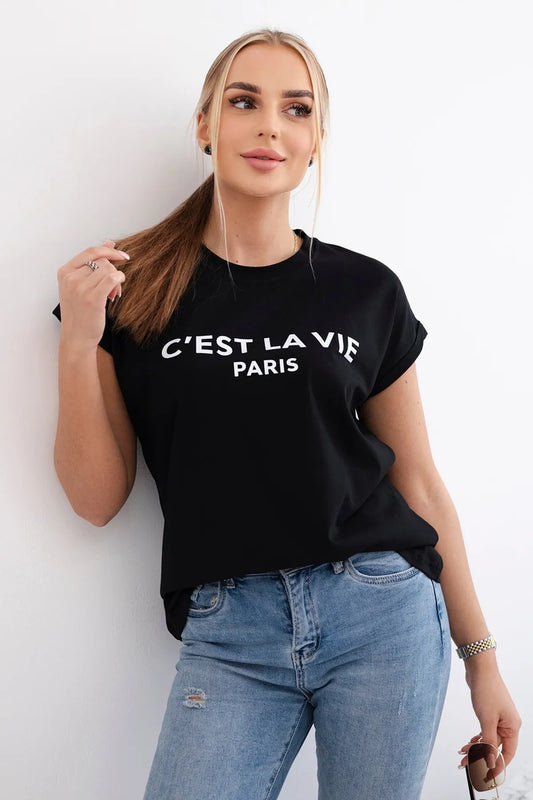 Bavlnené tričko Paris čierne