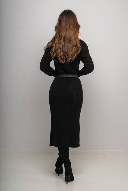 Pletené šaty Leya čierne
