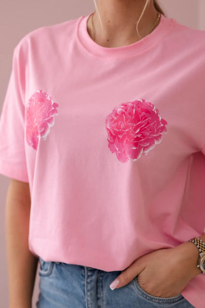 Bavlnené tričko Floral ružové