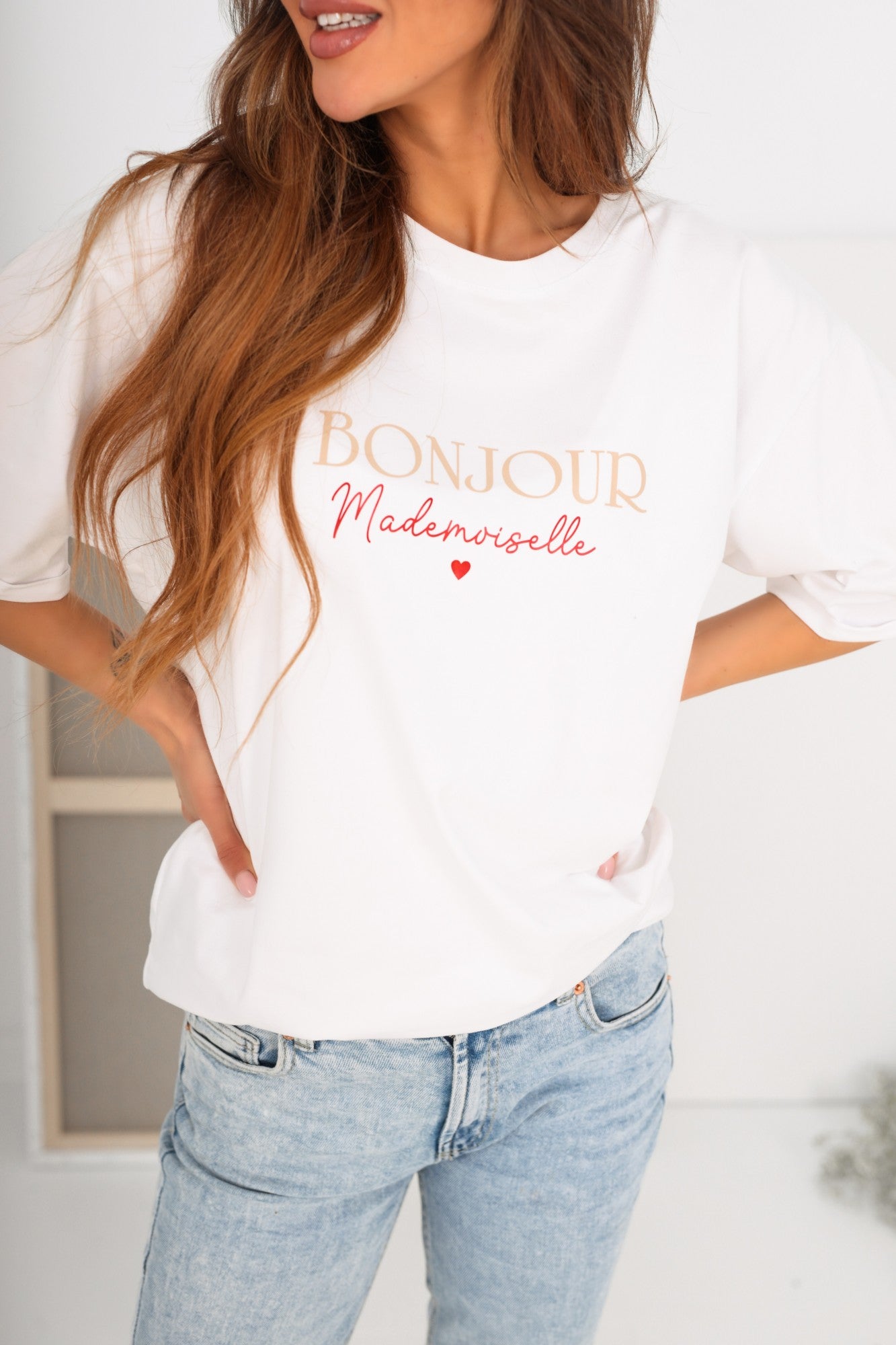 Bavlnené tričko Bonjour Mademoiselle biele