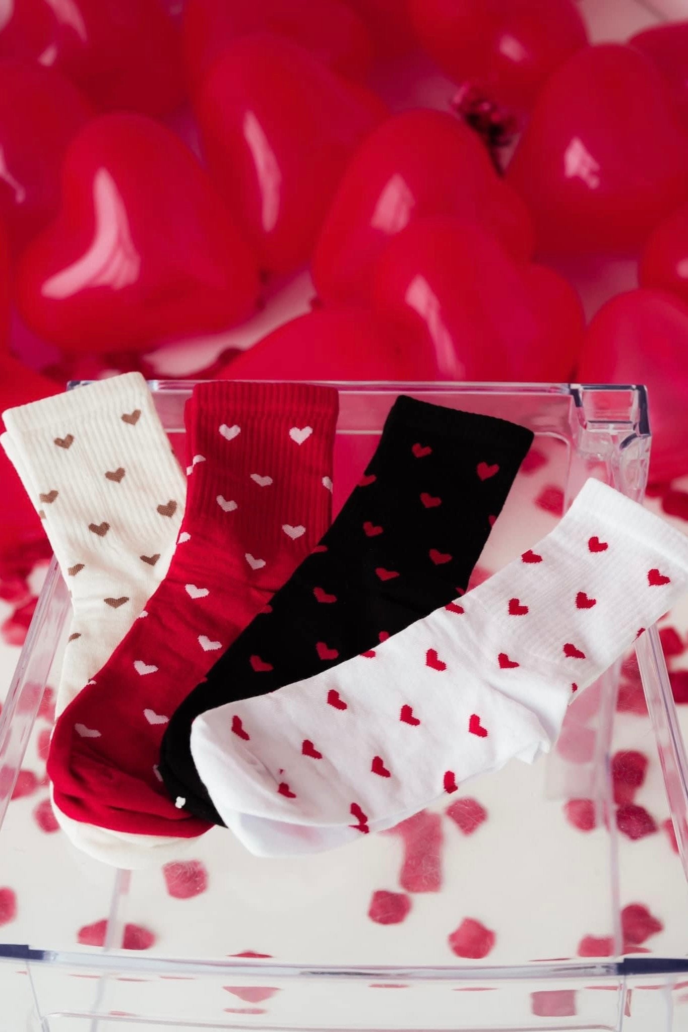 Ponožky Hearts bielo-červené